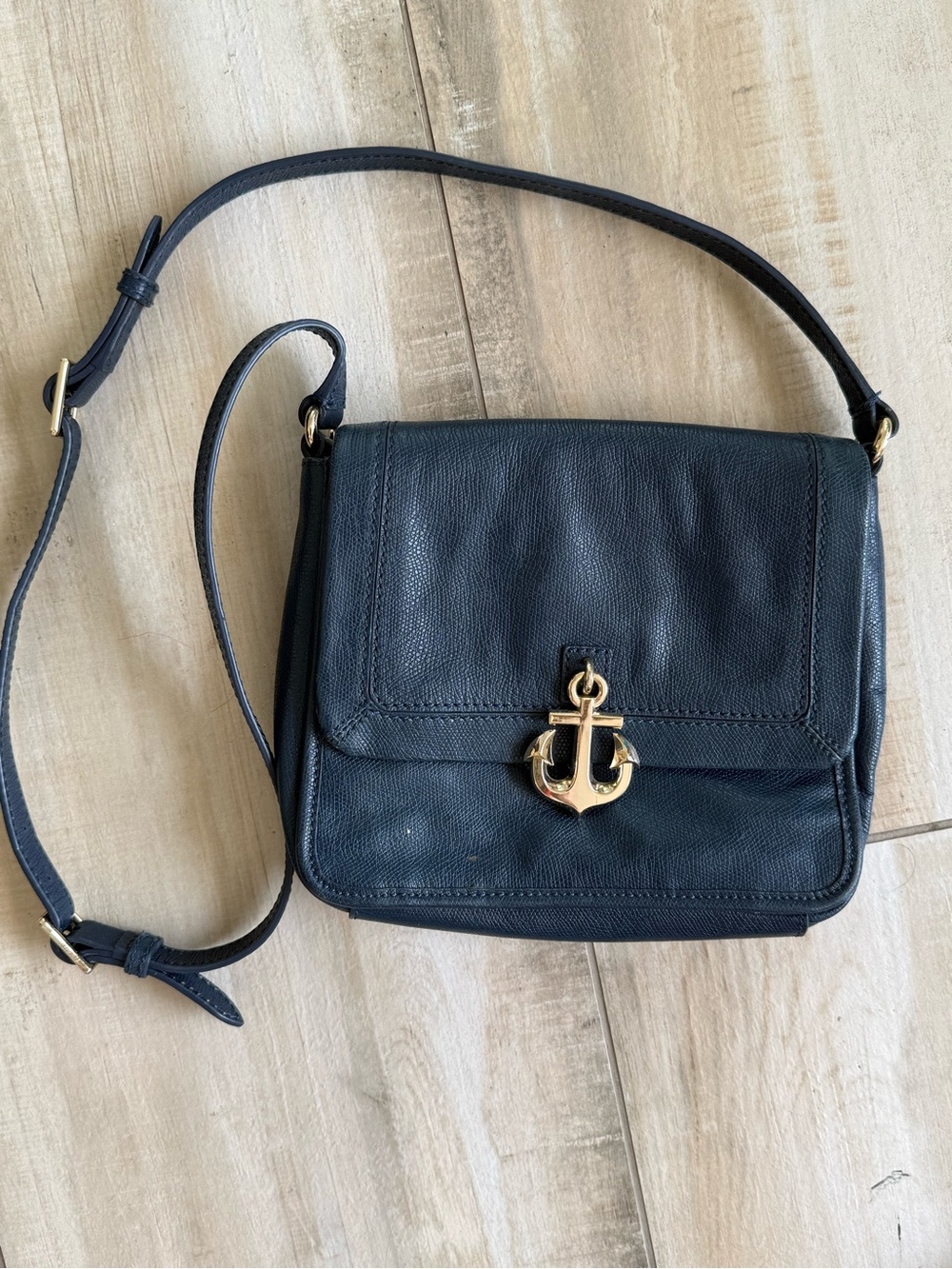 Juicy Couture Navy Crossbody Bag with Gold Anchor Accent